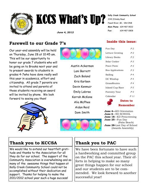 June 4, 2012 Newsletter - School District 47