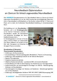 Prospekt Neurofeedback Diplomstudium - SCHORESCH