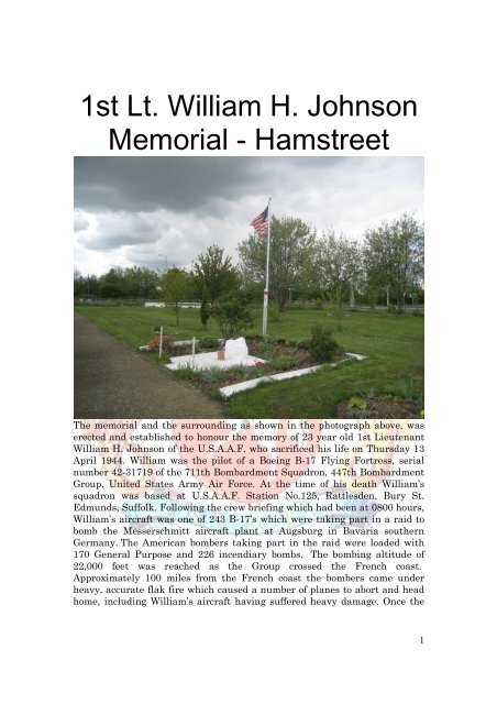 JOHNSON MEMORIAL HAMSTREET - Kent Fallen