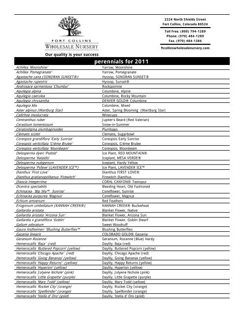 Perennials For 2017 Fort Collins Whole Nursery Fort Collins Whole Nursery