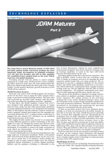 JDAM Matures - Part 2 - Air Power Australia