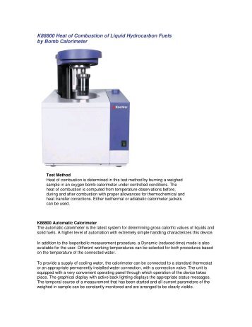 K88800 Heat of Combustion of Liquid Hydrocarbon Fuels by Bomb ...