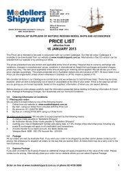Price List 2013 - Modellers Shipyard