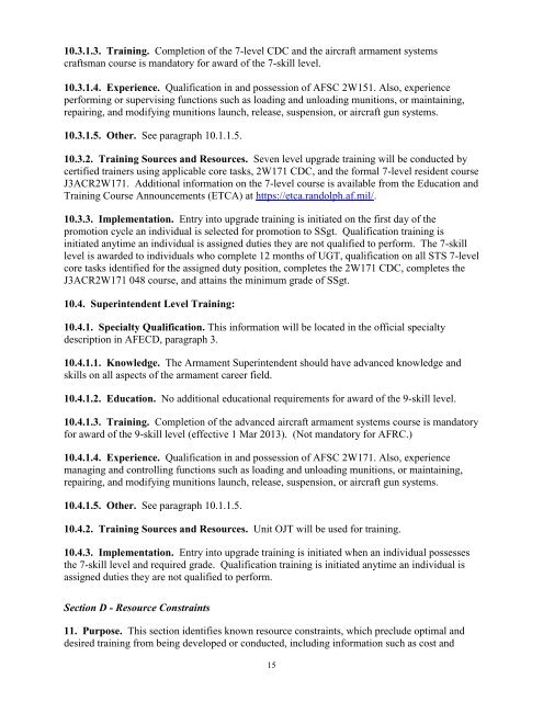 AFSC 2W1X1 AIRCRAFT ARMAMENT SYSTEMS ... - Air Force Link