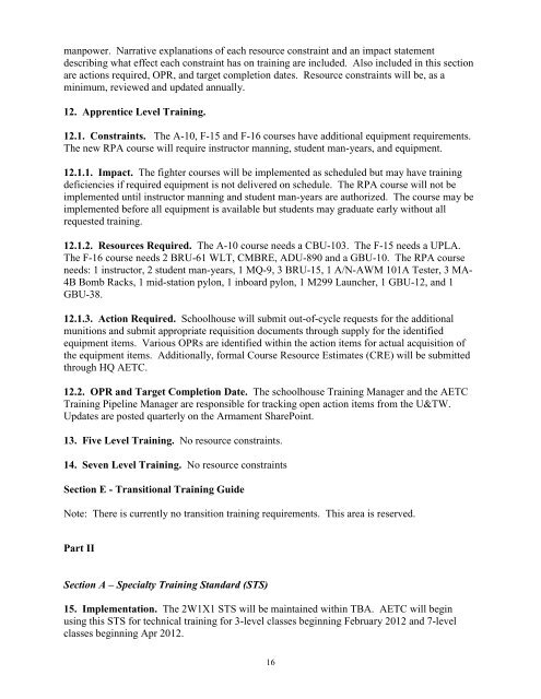 AFSC 2W1X1 AIRCRAFT ARMAMENT SYSTEMS ... - Air Force Link