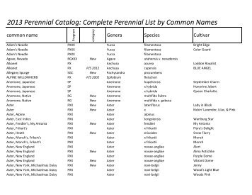 2013 Perennial Catalog: Complete Perennial List ... - The Flower Bin