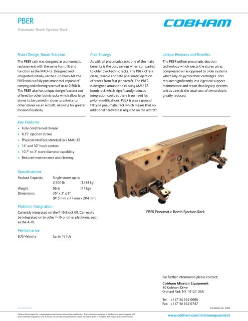 Pneumatic Bomb Ejection Rack The most important ... - Cobham plc