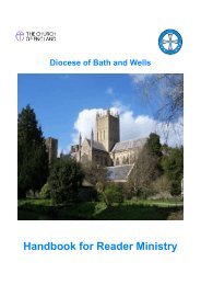 Handbook for Reader Ministry - Diocese of Bath and Wells