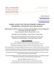 2013-2014 Season Press Kit - Baltimore Symphony Orchestra
