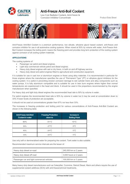 Anti-Freeze Anti-Boil Coolant - Caltex