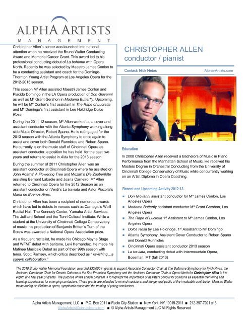 CHRISTOPHER ALLEN conductor / pianist - Alpha Artists ...