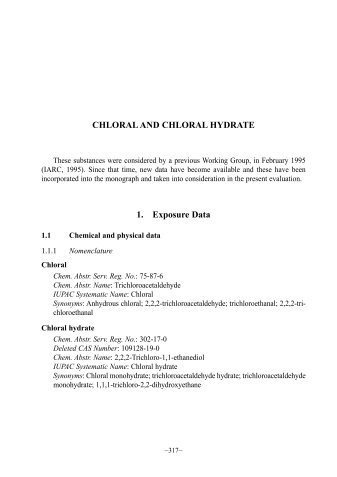 Chloral and Chloral Hydrate - IARC Monographs on the Evaluation ...