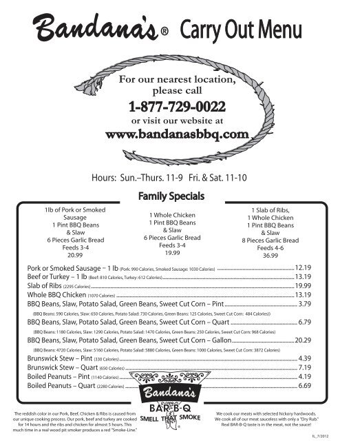 Download Carryout Menu for Illinois ( IL ) - Bandanas BBQ