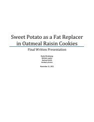 Sweet Potato as a Fat Replacer in Oatmeal Raisin Cookies