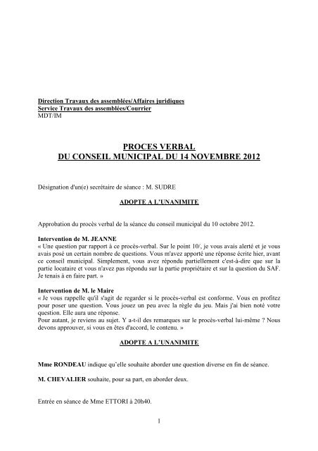 PV du 14 novembre 2012 - Mairie de Champigny sur Marne