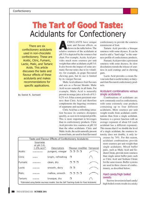 The Tart of Good Taste: Acidulants for Confectionery - Bartek