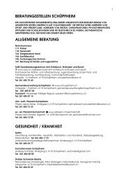 Liste der Beratungsstellen der Gemeinde und der Region