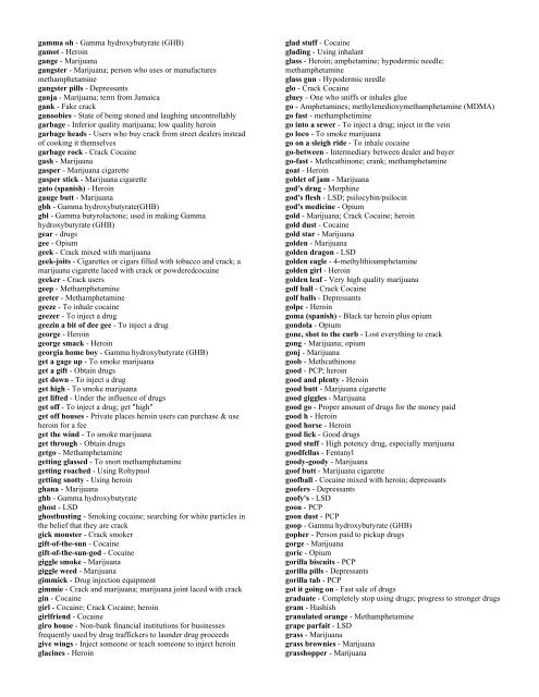 Drug Slang Dictionary - CADY inc.