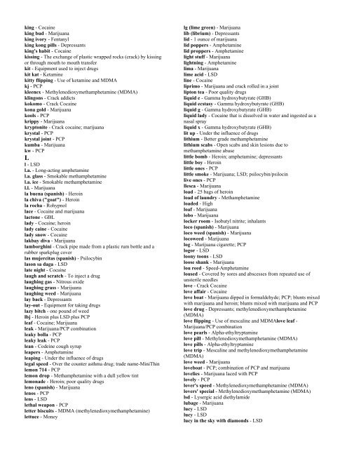 Drug Slang Dictionary - CADY inc.