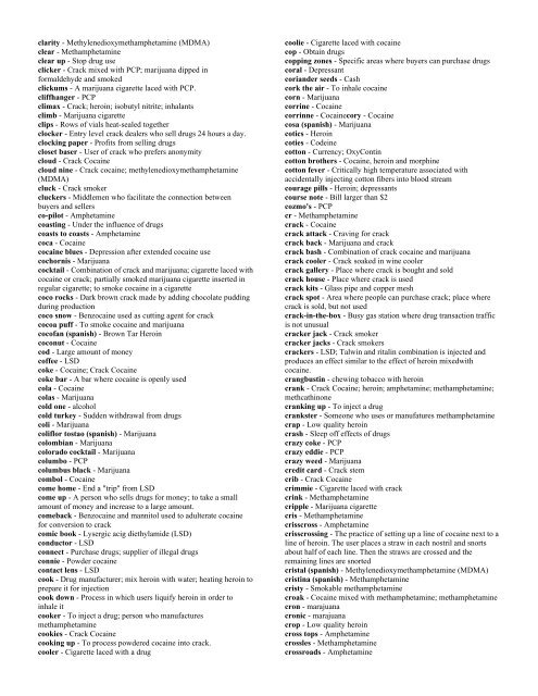 Drug Slang Dictionary - CADY inc.