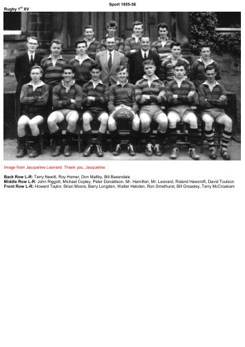 Sport 1955-56 Rugby 1st XV Image from Jacqueline Leonard. Thank ...