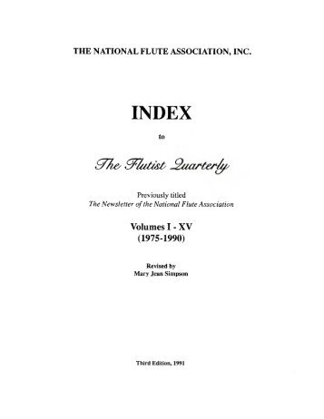 Volumes I - XV (1975-1990) - National Flute Association