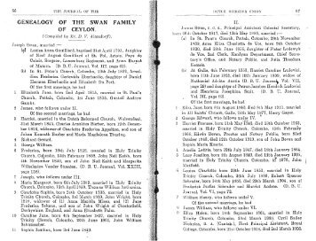 GENEALOGY OF THE SWAN FAMILY OF CEYLON. - Dutch Burgher ...