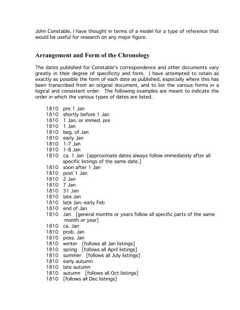 John Constable: Toward a Complete Chronology. - Reed College