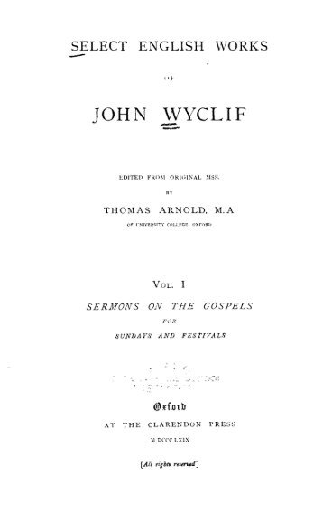 JOHN WYCLIF - Online Library of Liberty