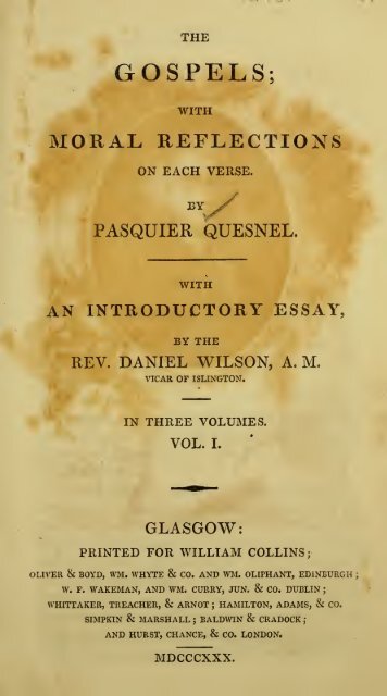 Quesnel: Moral Reflections on the Gospels Vol 1