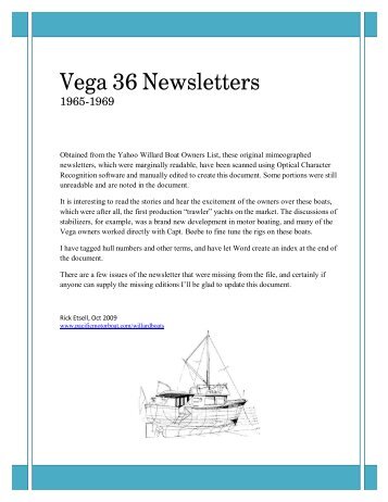 Vega 36 Newsletters 1965 -1969 - Pacific Motor Boat Design