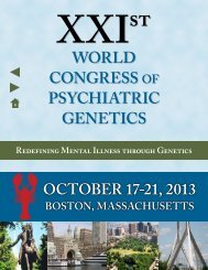 World Congress of PsyChIatrIC genetICs - ISPG – WCPG 2013