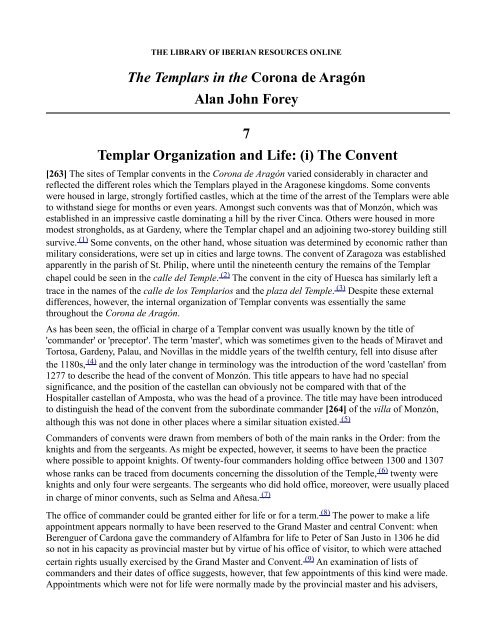 The Templars in the Corona de Aragón Alan John Forey 7 Templar ...