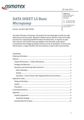 DATA SHEET LS Basic Micropump - Osmotex