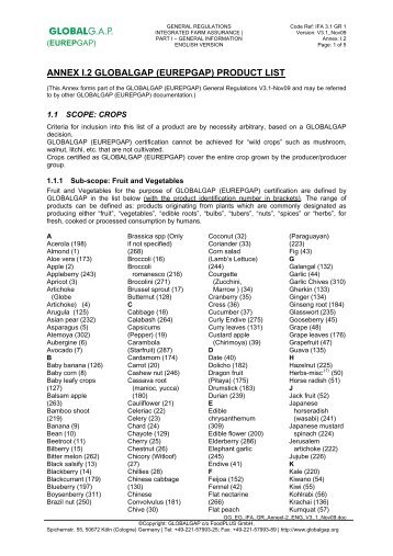 annex i.2 globalgap (eurepgap) product list - Control Union World ...