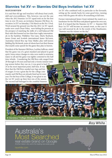 Blue & White June 2012 - St Stanislaus College Old Boys Association