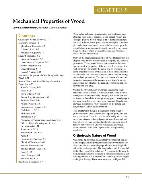 Wood Handbook, Chapter 05: Mechanical Properties of Wood