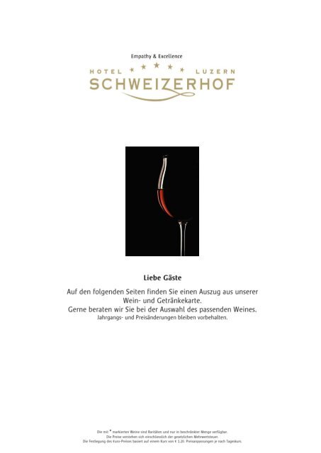 Weinkarte (PDF) - Hotel Schweizerhof Luzern