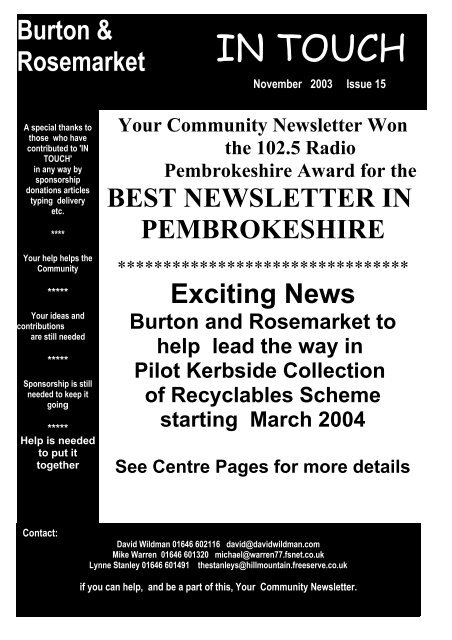 Issue 15 November 2003 - Burton &amp; Rosemarket