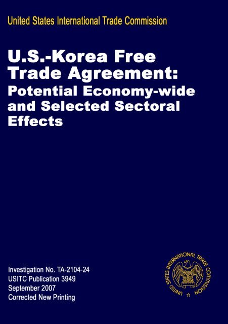 U.S.-Korea Free Trade Agreement: Potential Economy-wide ... - USITC