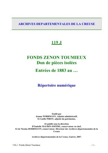 119 J : Fonds Zénon Toumieux - Conseil Général de la Creuse