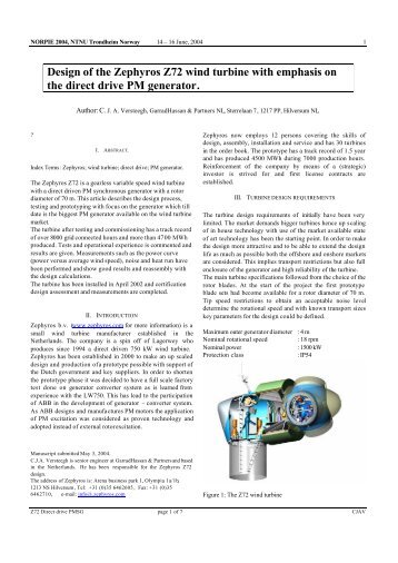 Design of the Zephyros Z72 wind turbine with emphasis on ... - NTNU