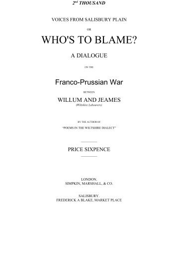 WHO'S TO BLAME? - Edward Slow -Wiltshire Moonraker