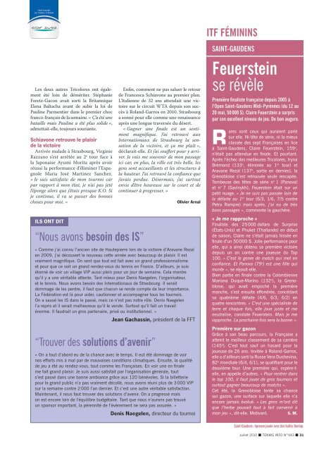 Tennis Info n°443 - Juillet-Août 2012 - Fédération Française de Tennis