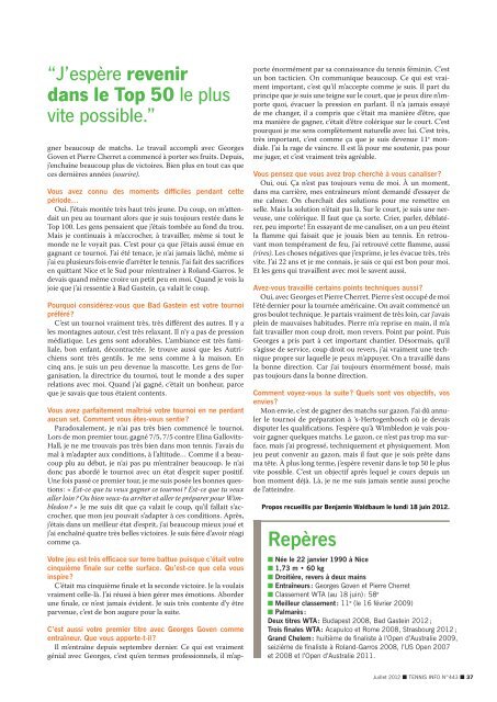 Tennis Info n°443 - Juillet-Août 2012 - Fédération Française de Tennis