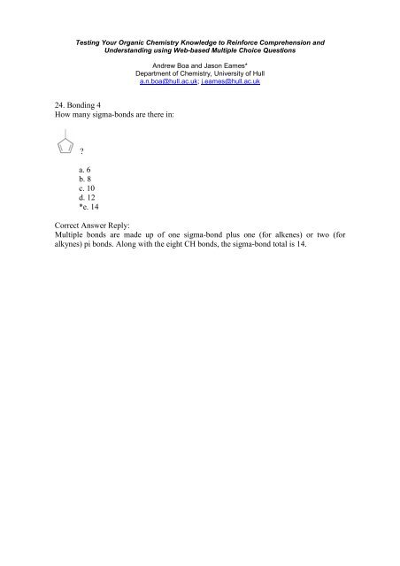 Testing Your Organic Chemistry Knowledge to Reinforce ...