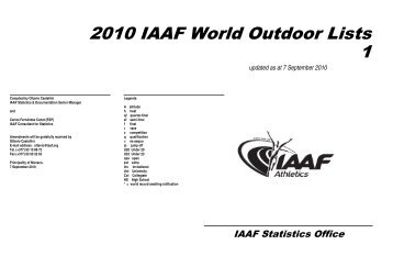 Lists n.1, All, 2010 - IAAF