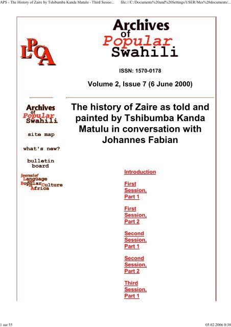 APS - The History of Zaire by Tshibumba Kanda Matulu - 3/2 ...