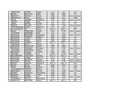 Last Name First Name Homeroom NUNEZ SARAH Danwold 2123 ...