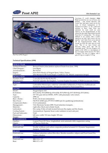 99 Prost AP02 - Motorsports Almanac